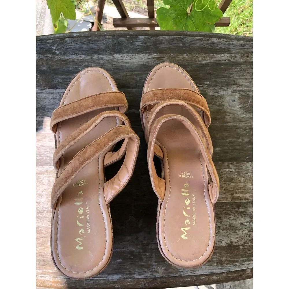 Mariella Leather And Suede Wedged Made In Italy 7
